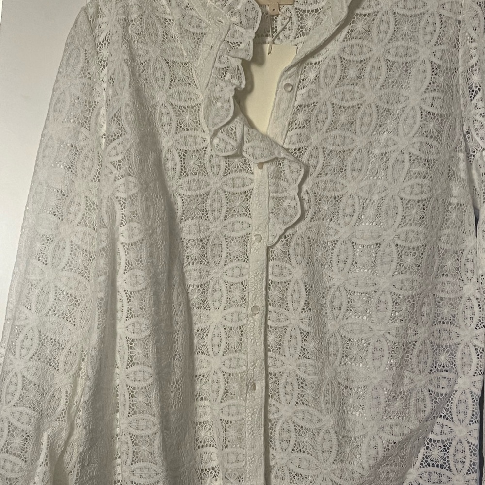 Sezane White Lace Blouse Sézane Chlo - Picture 2 of 4